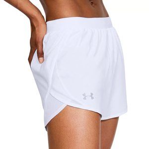 New Under Armour Shorts Women's UA Fly By 2.0 Loose Fit White Reflective Size XL